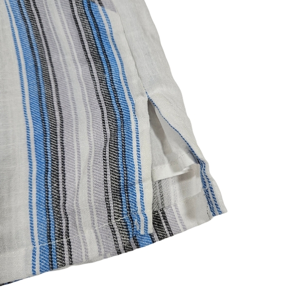 Vacate The Label Viscose Blend Linen Style Short, White/Blue Striped, Small - Picture 2 of 12